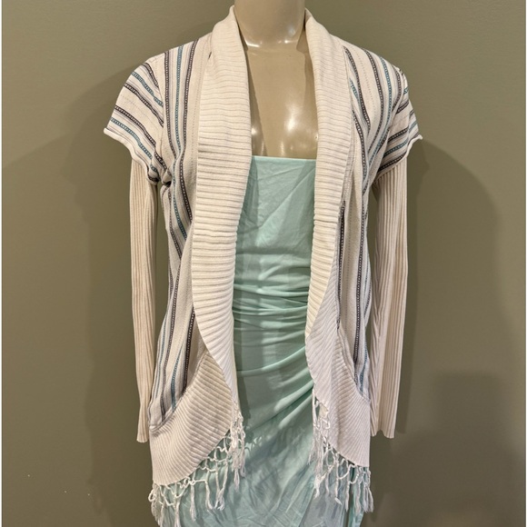 Billabong / medium fringed boho open cardigan - Picture 3 of 9